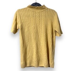 Hasting & Smith Yellow Mock Neck Knit Short Sleeve Sweater Women’s Large Retro